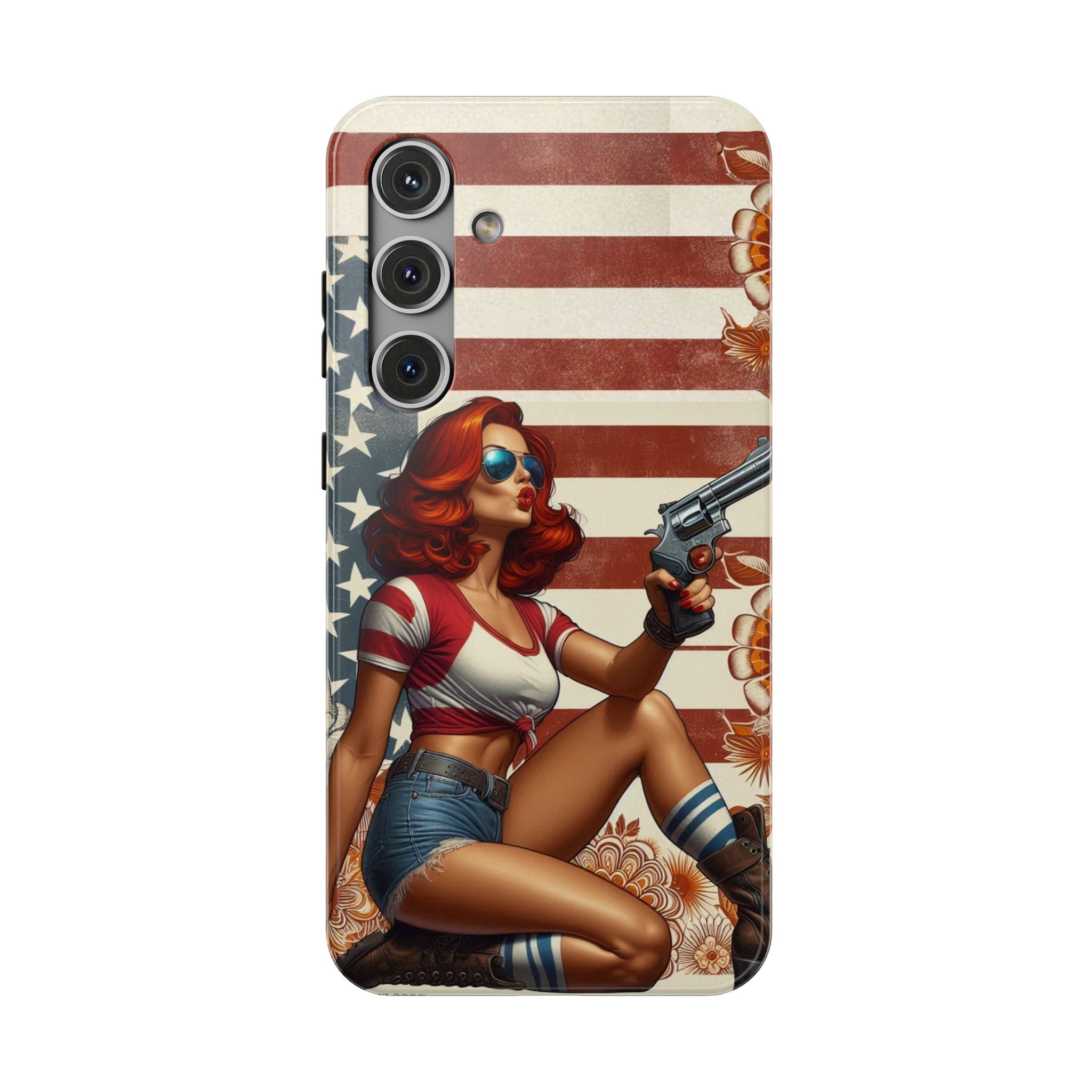 Americana 44 Magnum Pinup Girl - Impact‑Resistant Phone Case   Samsung Galaxy Series S22 / S22+ / S22 Ultra - S25 / S25+ / S25 Ultra