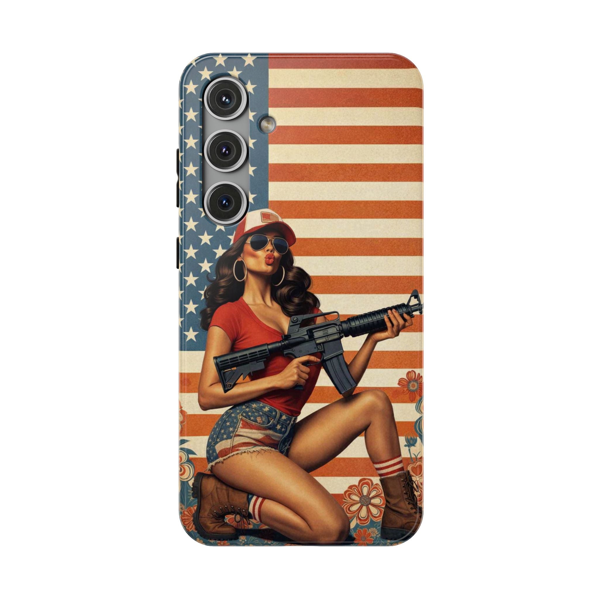 Americana AR-15 Pinup Girl - Impact‑Resistant Phone Case   Samsung Galaxy Series S22 / S22+ / S22 Ultra - S25 / S25+ / S25 Ultra