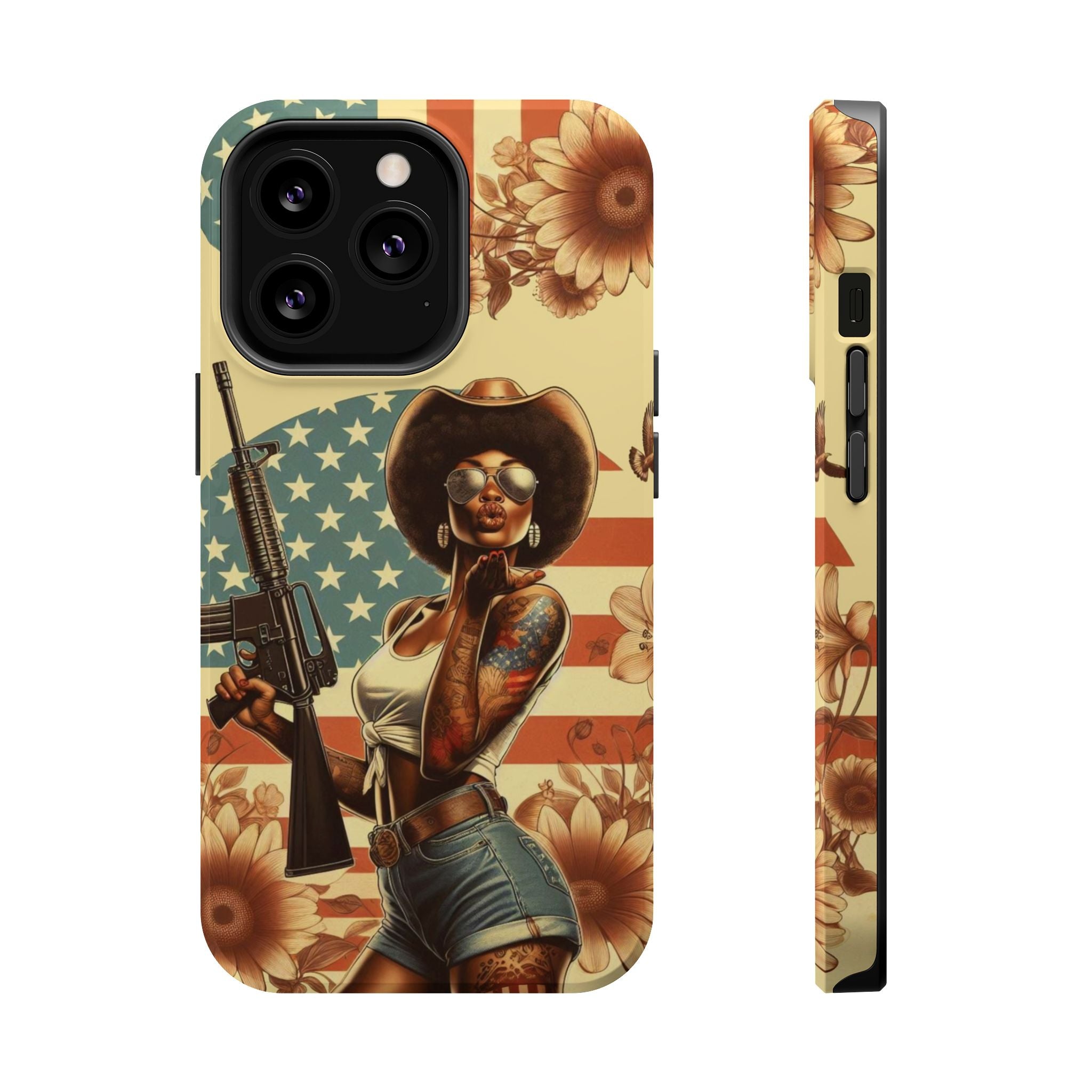 Americana AR-15 Pinup Girl - Magnetic Impact‑Resistant Phone Case  iPhone 13-17 / Samsung S26  MagSafe Compatible