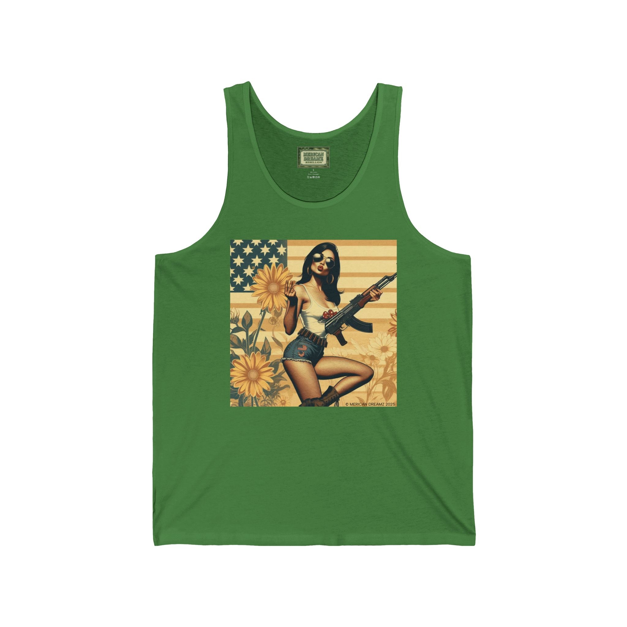 Patriotic Pin-Up Tank Top — Vintage American Flag Girl Graphic