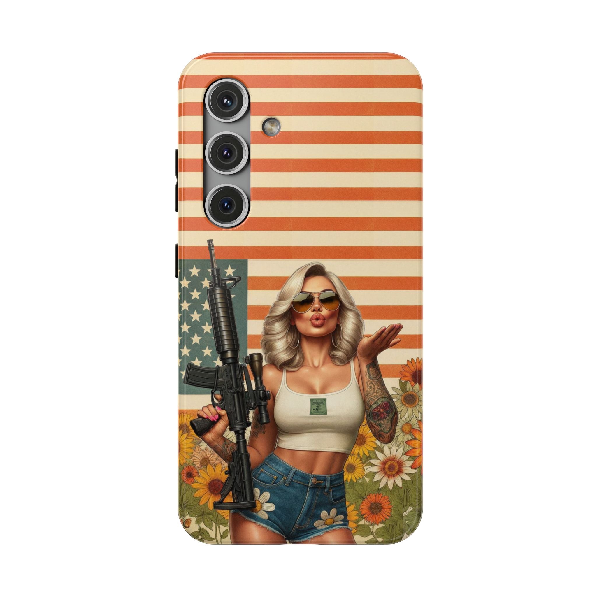 Americana AR-15 Pinup Girl - Impact‑Resistant Phone Case   Samsung Galaxy Series S22 / S22+ / S22 Ultra - S25 / S25+ / S25 Ultra