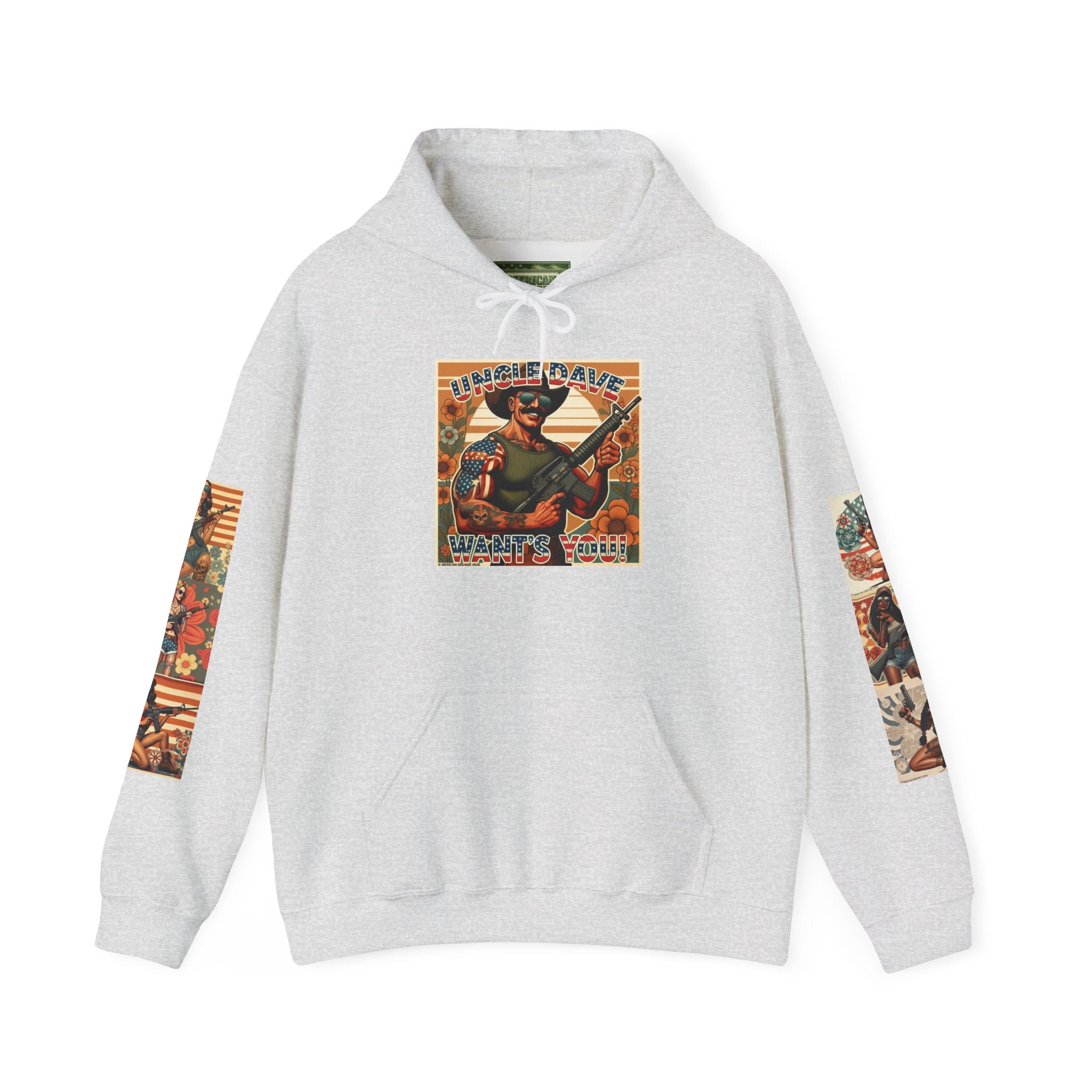 Patriotic 'Uncle Dave Wants You' Hoodie — Gunslinger Girls Rifle Retro Illustration (US Only)