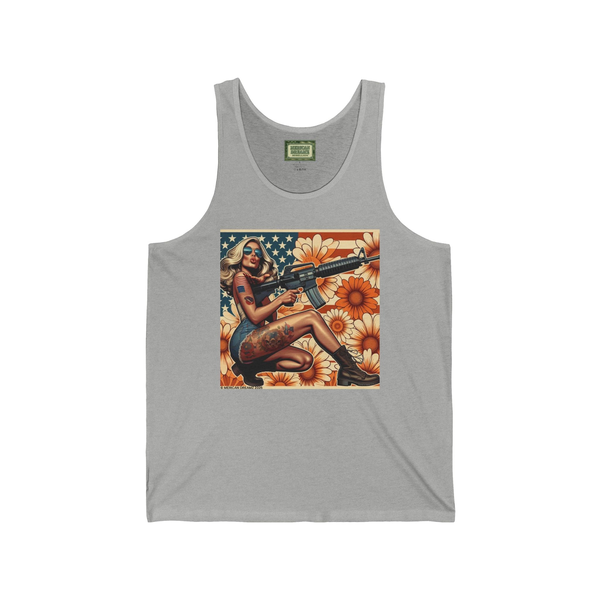 Patriotic Pin-Up Tank Top — Vintage American Flag Girl Graphic