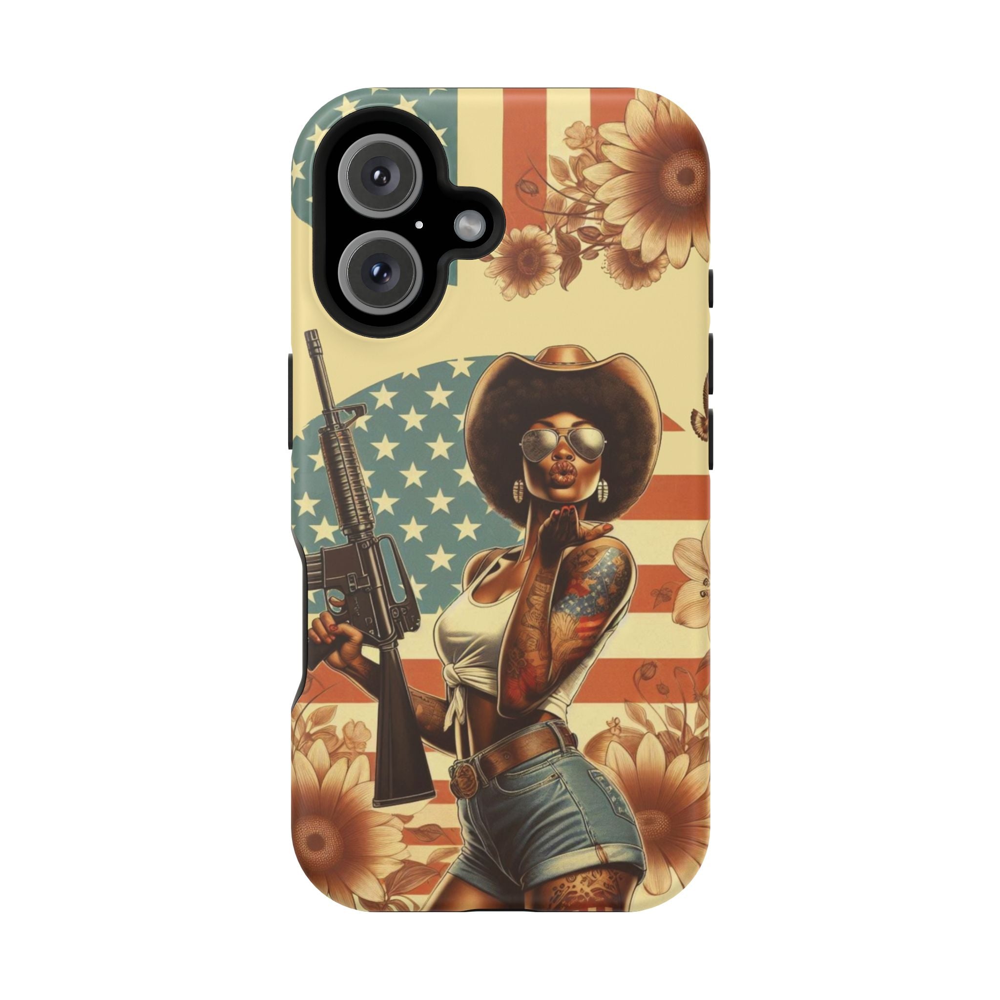 Americana AR-15 Pinup Girl - Magnetic Impact‑Resistant Phone Case  iPhone 13-17 / Samsung S26  MagSafe Compatible