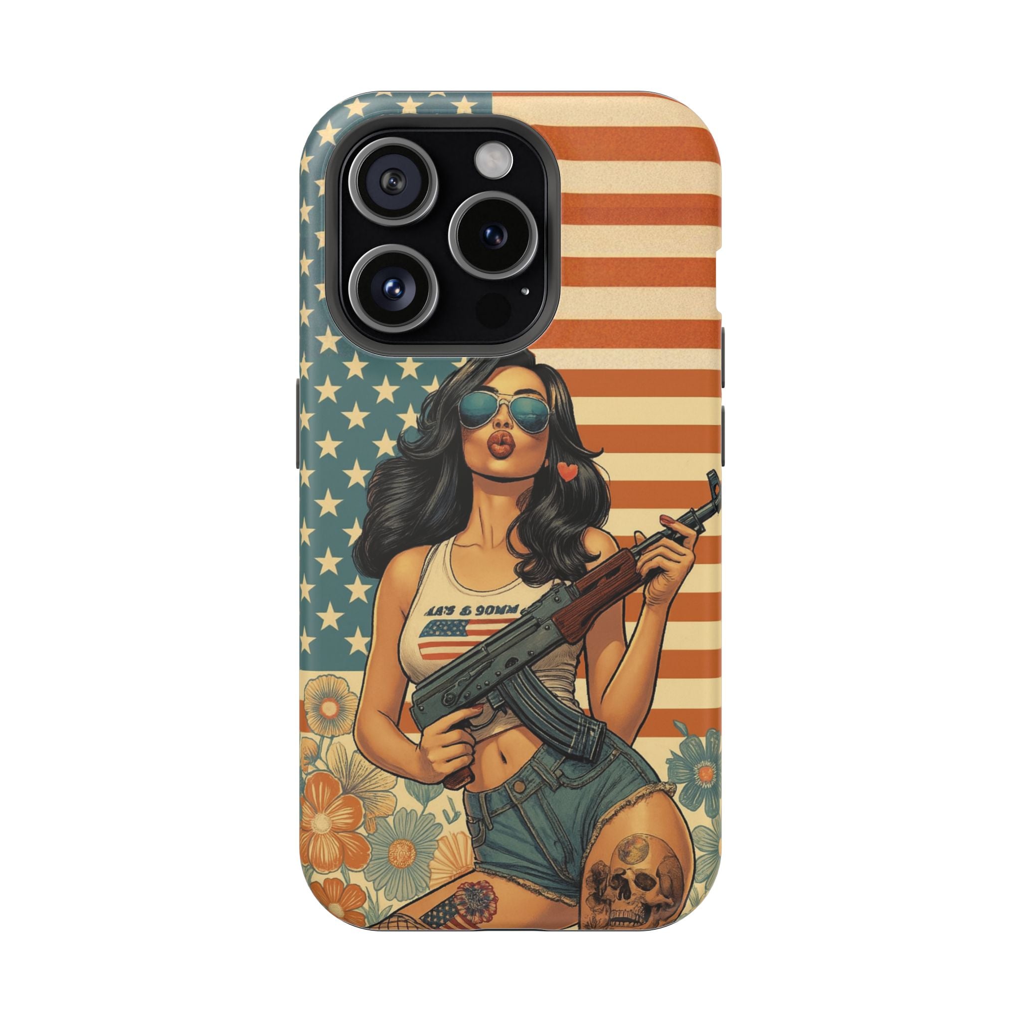 Americana AK-47 Pinup Girl - Magnetic Impact‑Resistant Phone Case  iPhone 13-17 / Samsung S26  MagSafe Compatible