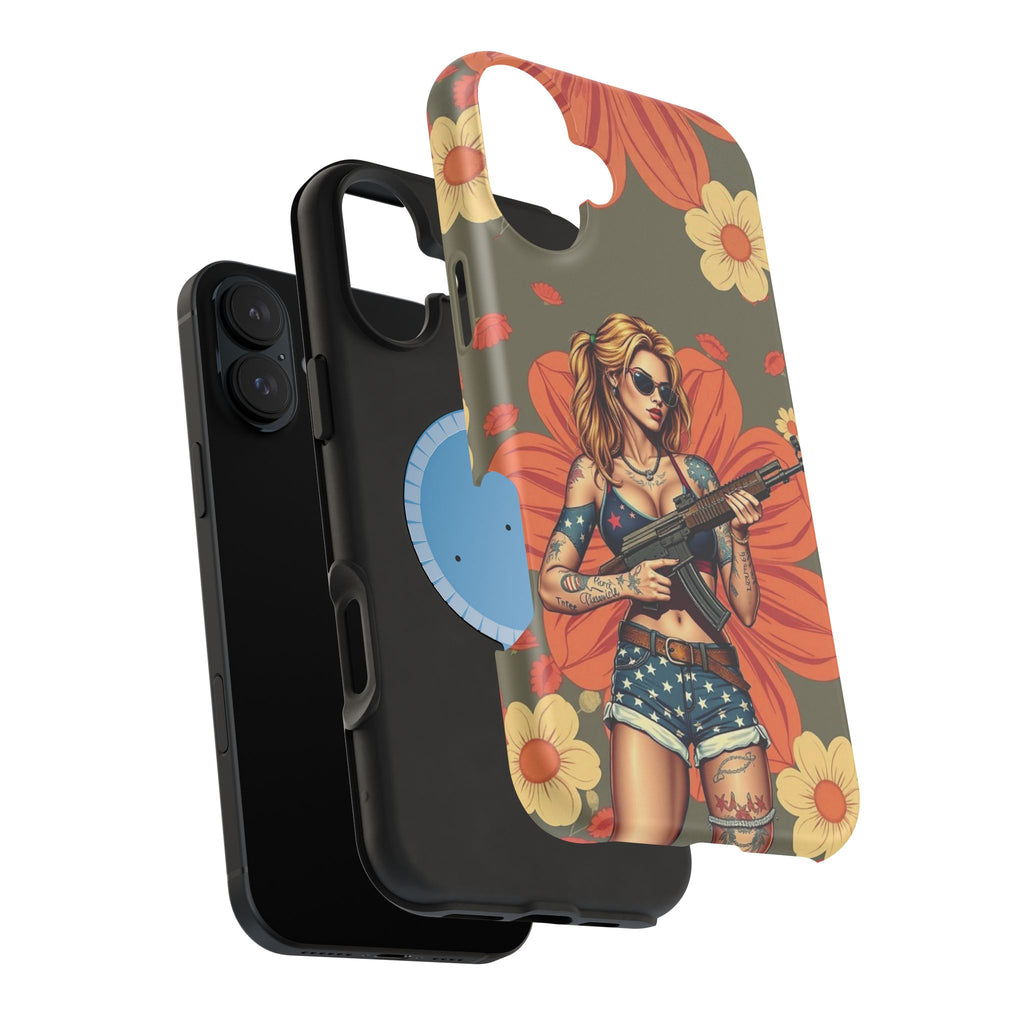 Americana AK-47 Pinup Girl - Magnetic Impact‑Resistant Phone Case  iPhone 13-17 / Samsung S26  MagSafe Compatible