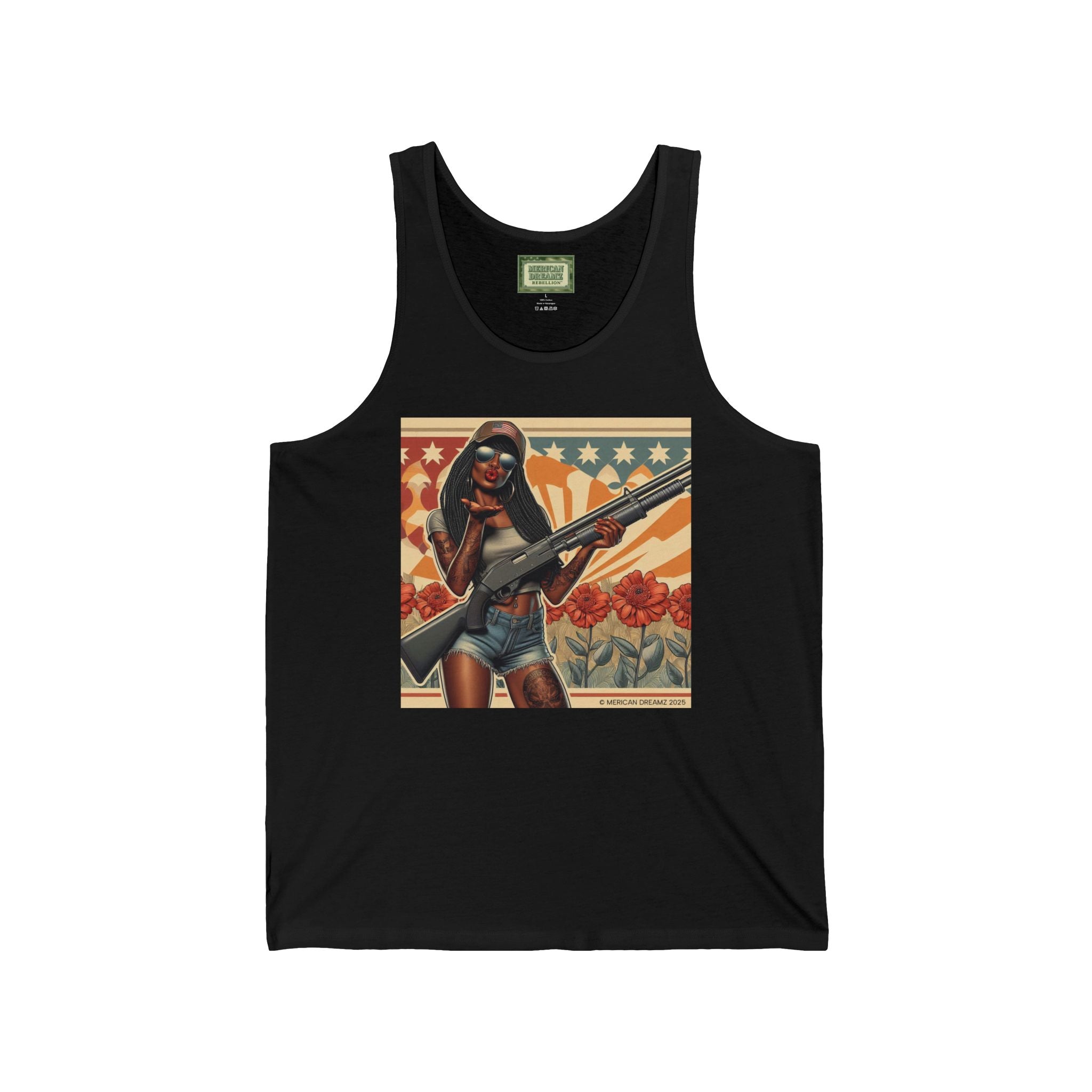Patriotic Pin-Up Tank Top — Vintage American Flag Girl Graphic