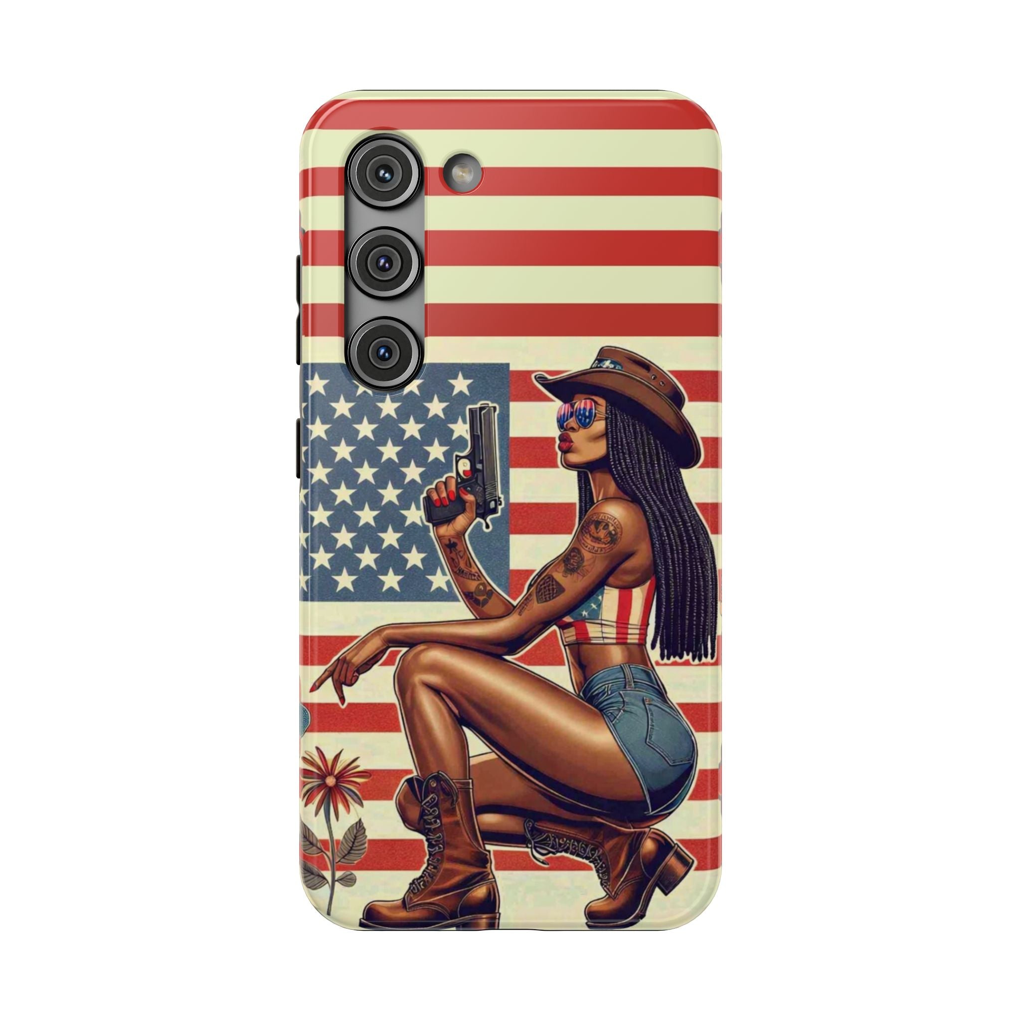 Americana 9mm Pinup Girl - Impact‑Resistant Phone Case   Samsung Galaxy Series S22 / S22+ / S22 Ultra - S25 / S25+ / S25 Ultra