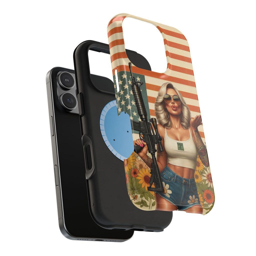 Americana AR-15 Pinup Girl - Magnetic Impact‑Resistant Phone Case  iPhone 13-17 / Samsung S26  MagSafe Compatible