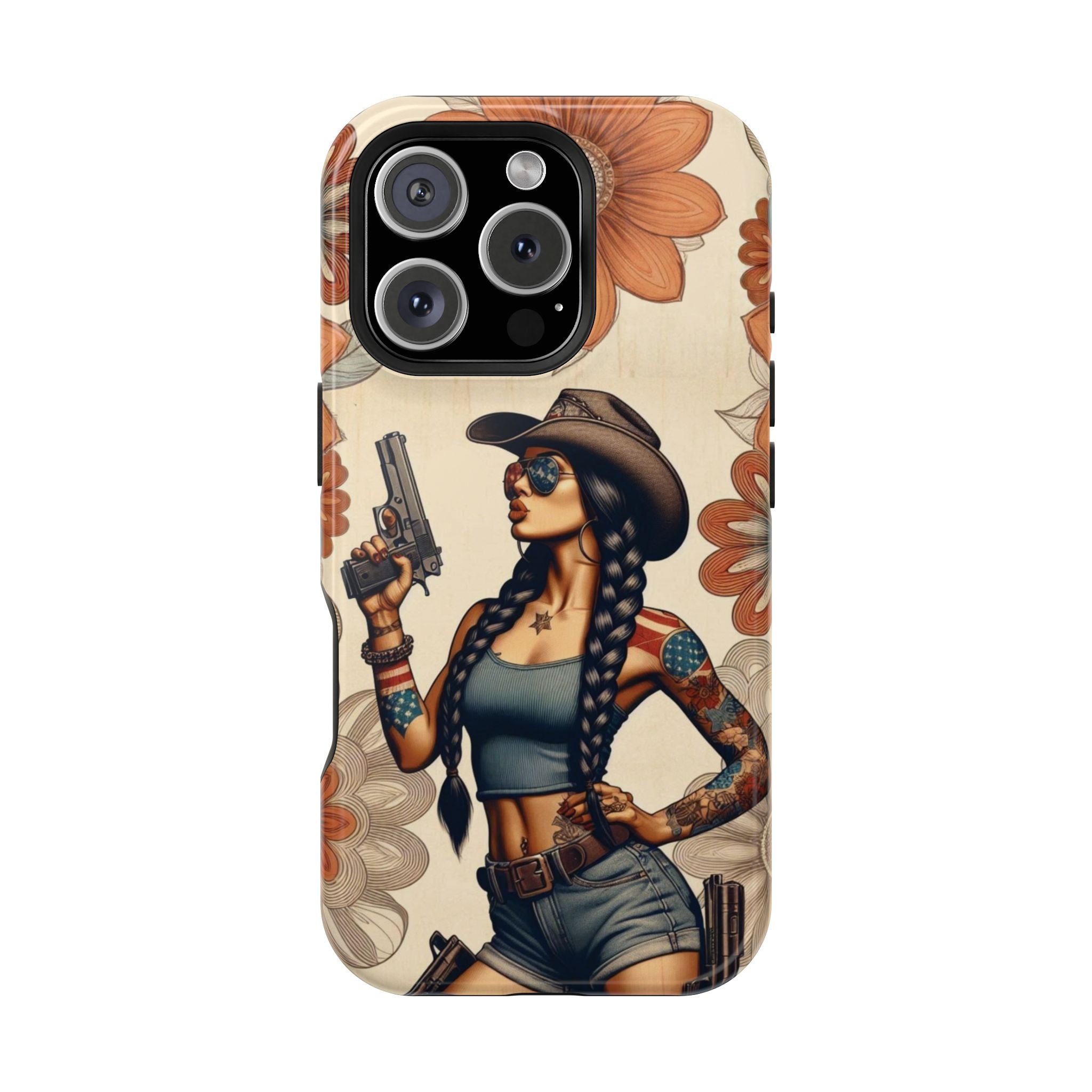 Americana 9mm Pinup Girl - Magnetic Impact‑Resistant Phone Case  iPhone 13-17 / Samsung S26  MagSafe Compatible