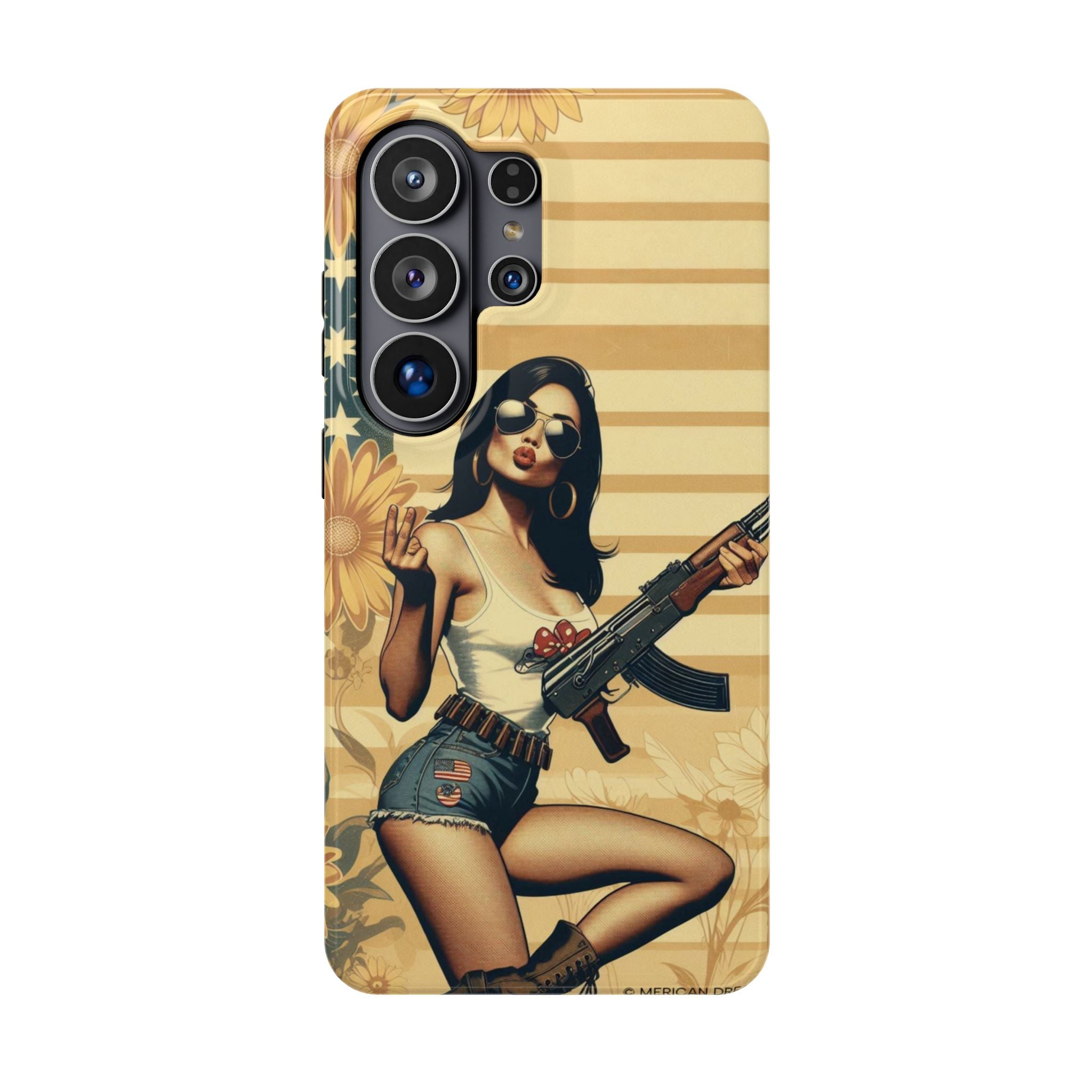 Americana AK-47 Pinup Girl - Magnetic Impact‑Resistant Phone Case  iPhone 13-17 / Samsung S26  MagSafe Compatible
