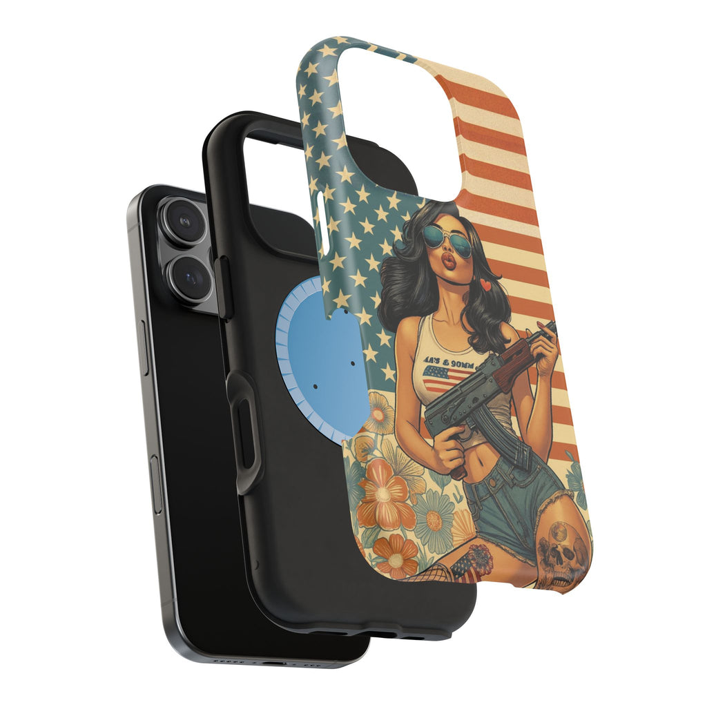 Americana AK-47 Pinup Girl - Magnetic Impact‑Resistant Phone Case  iPhone 13-17 / Samsung S26  MagSafe Compatible