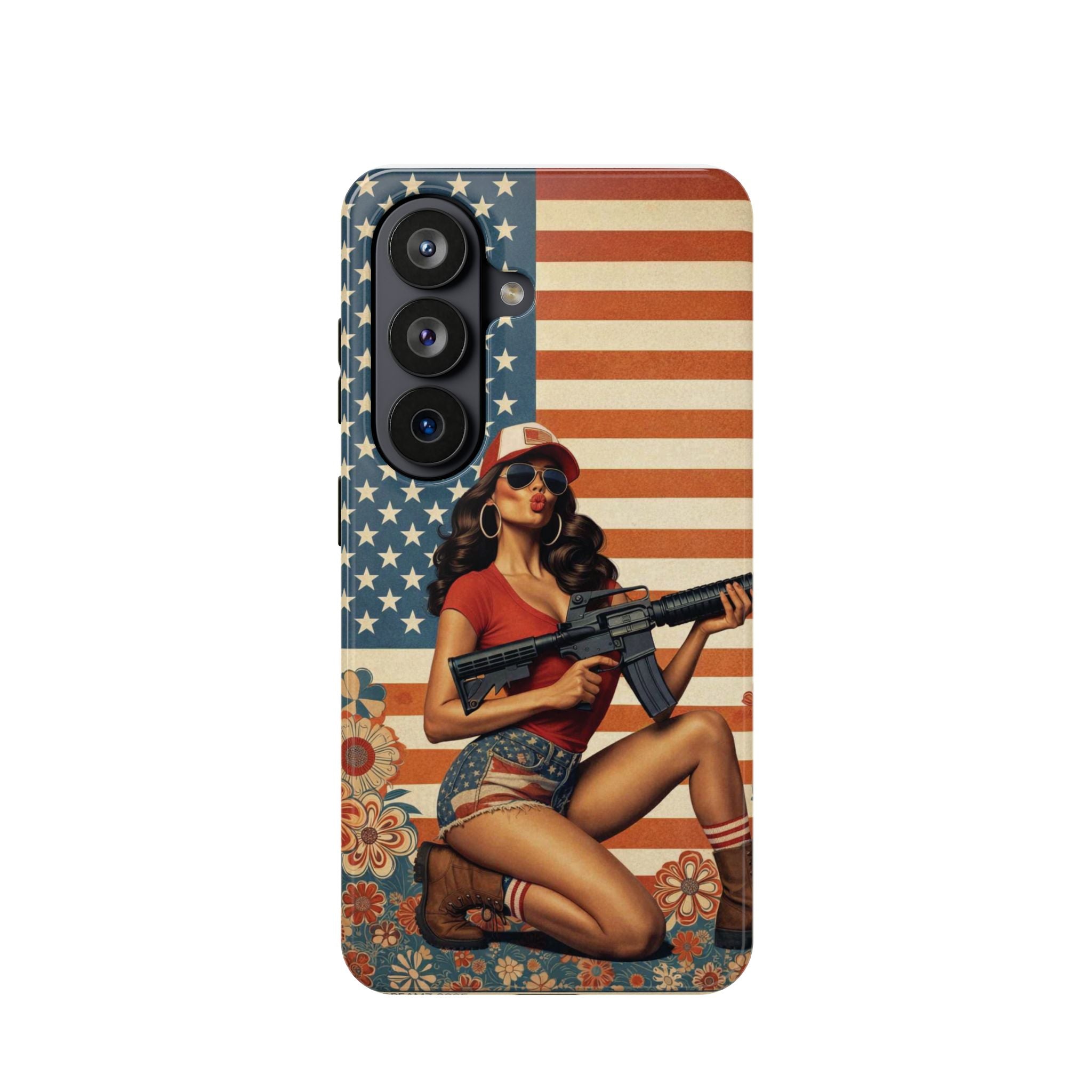 Americana AR-15 Pinup Girl - Magnetic Impact‑Resistant Phone Case  iPhone 13-17 / Samsung S26  MagSafe Compatible