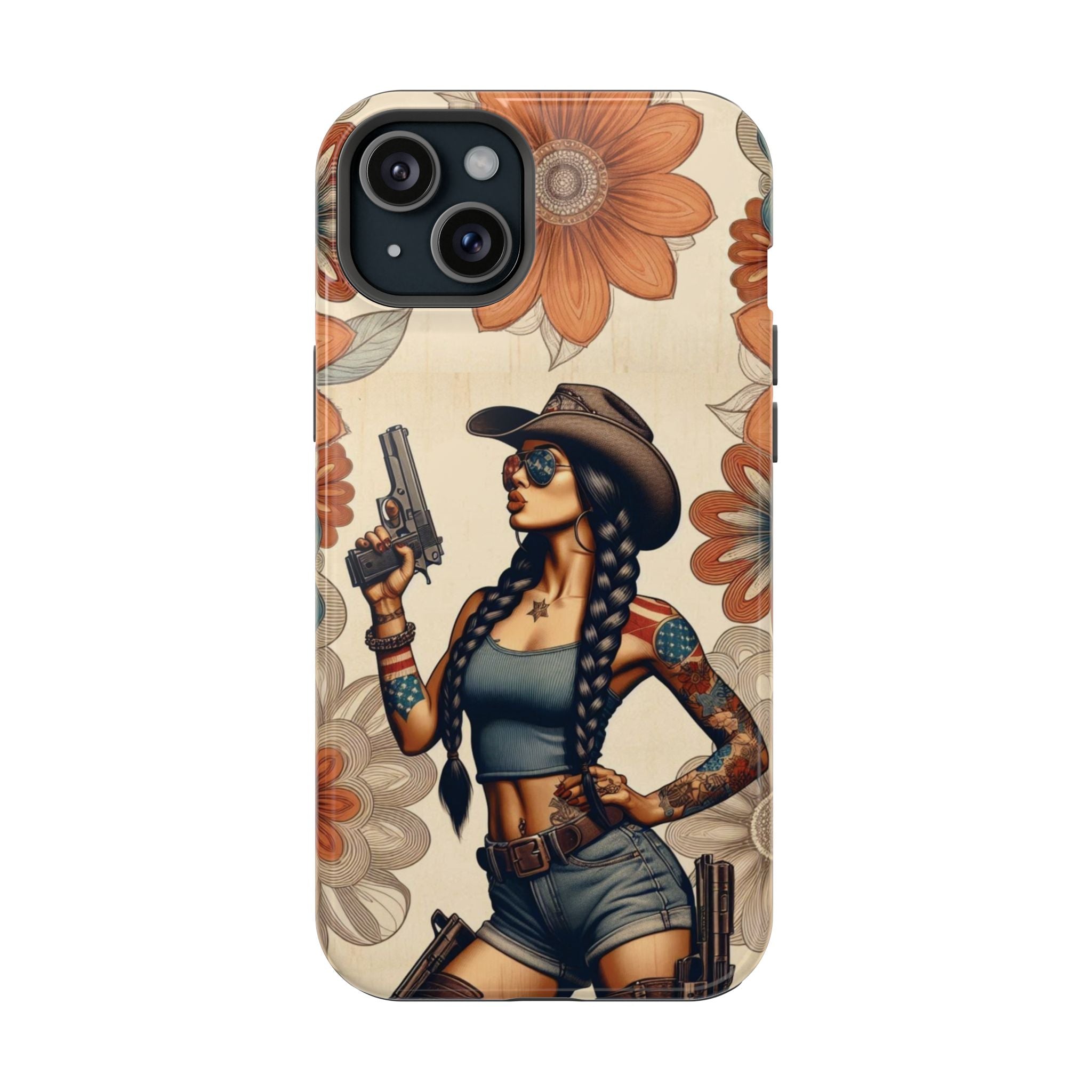 Americana 9mm Pinup Girl - Magnetic Impact‑Resistant Phone Case  iPhone 13-17 / Samsung S26  MagSafe Compatible