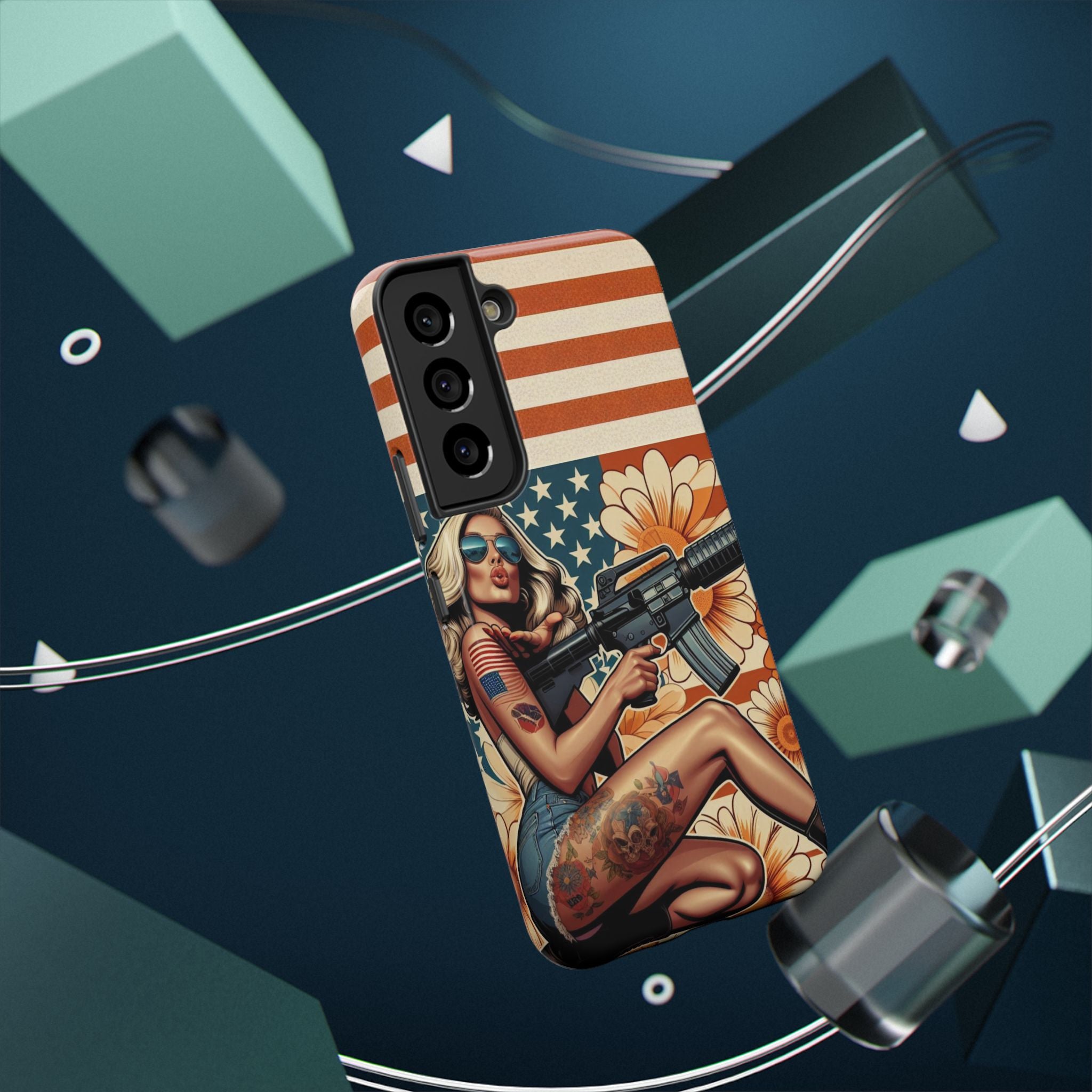 Americana AR-15 Pinup Girl - Impact‑Resistant Phone Case   Samsung Galaxy Series S22 / S22+ / S22 Ultra - S25 / S25+ / S25 Ultra