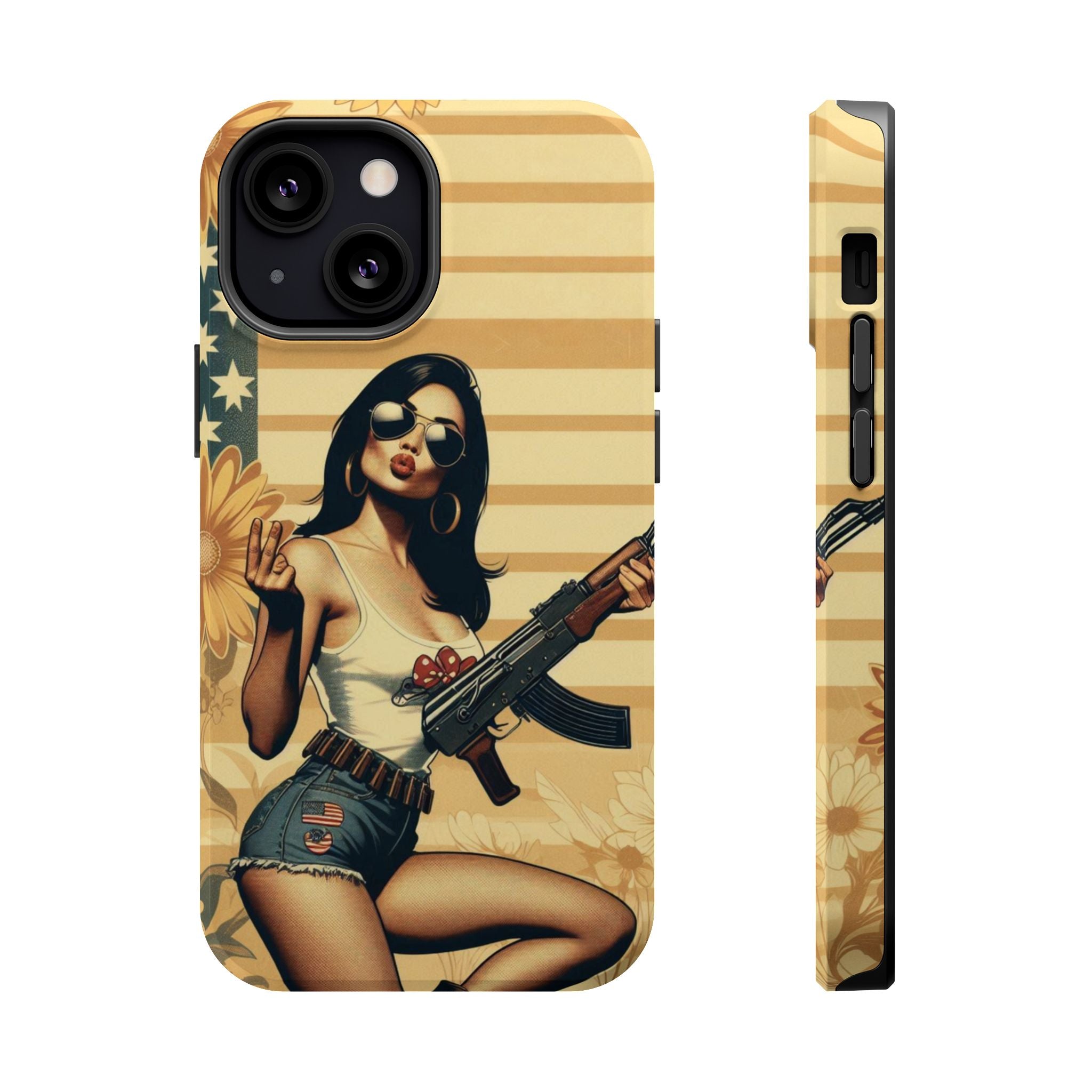 Americana AK-47 Pinup Girl - Magnetic Impact‑Resistant Phone Case  iPhone 13-17 / Samsung S26  MagSafe Compatible