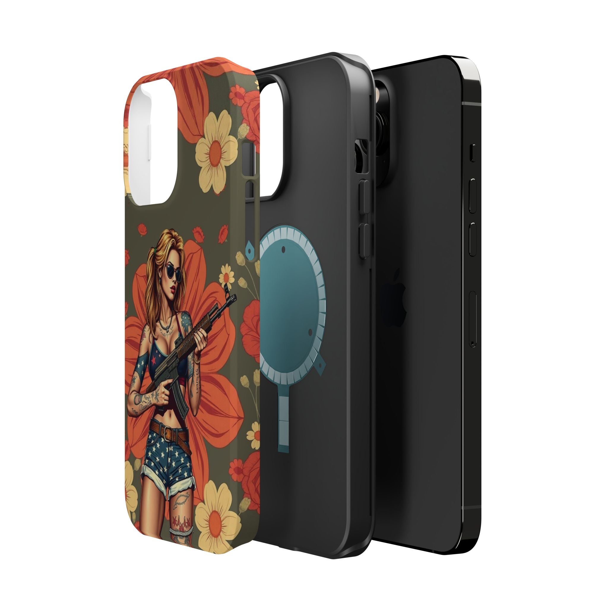 Americana AK-47 Pinup Girl - Magnetic Impact‑Resistant Phone Case  iPhone 13-17 / Samsung S26  MagSafe Compatible