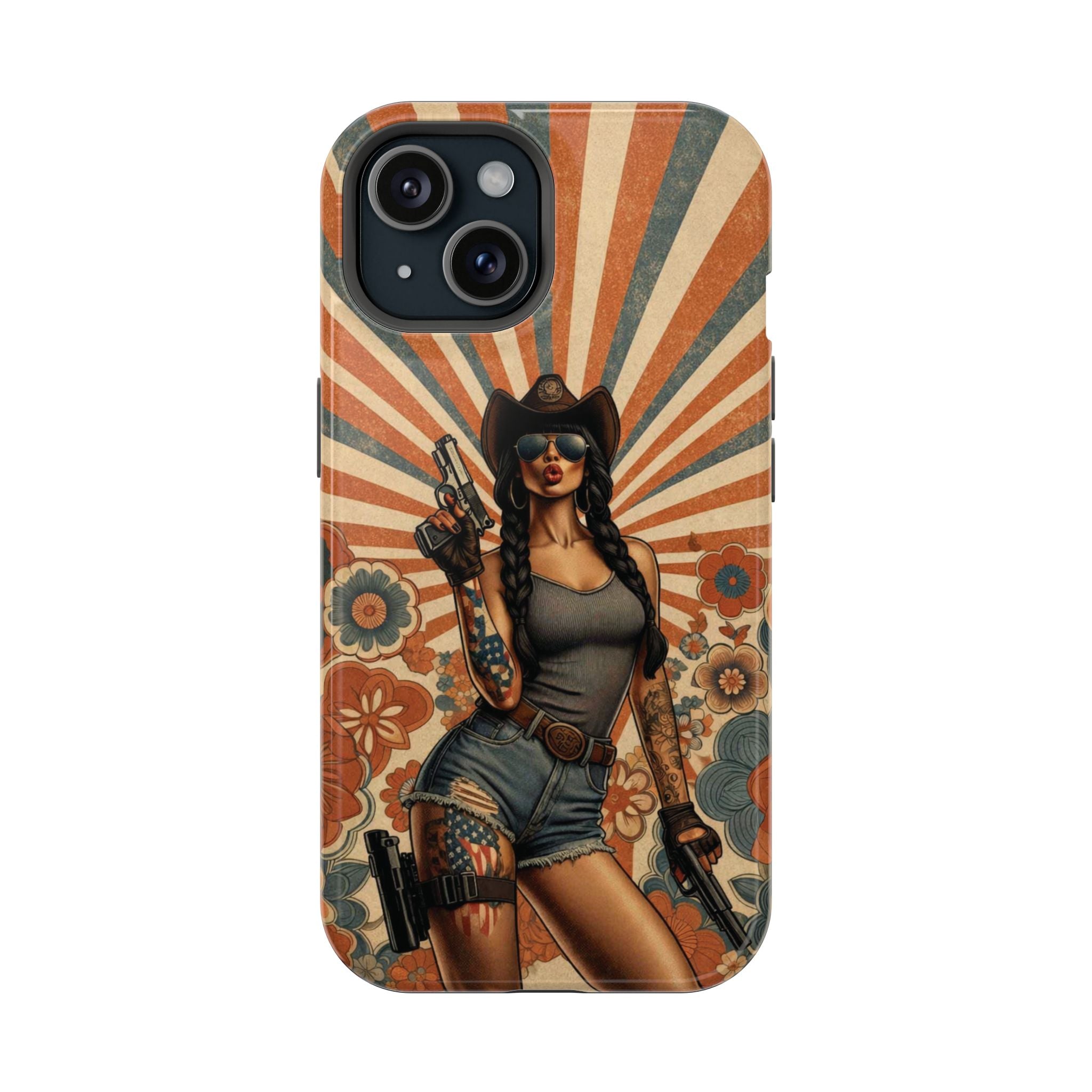 Americana 9mm Pinup Girl - Magnetic Impact‑Resistant Phone Case  iPhone 13-17 / Samsung S26  MagSafe Compatible