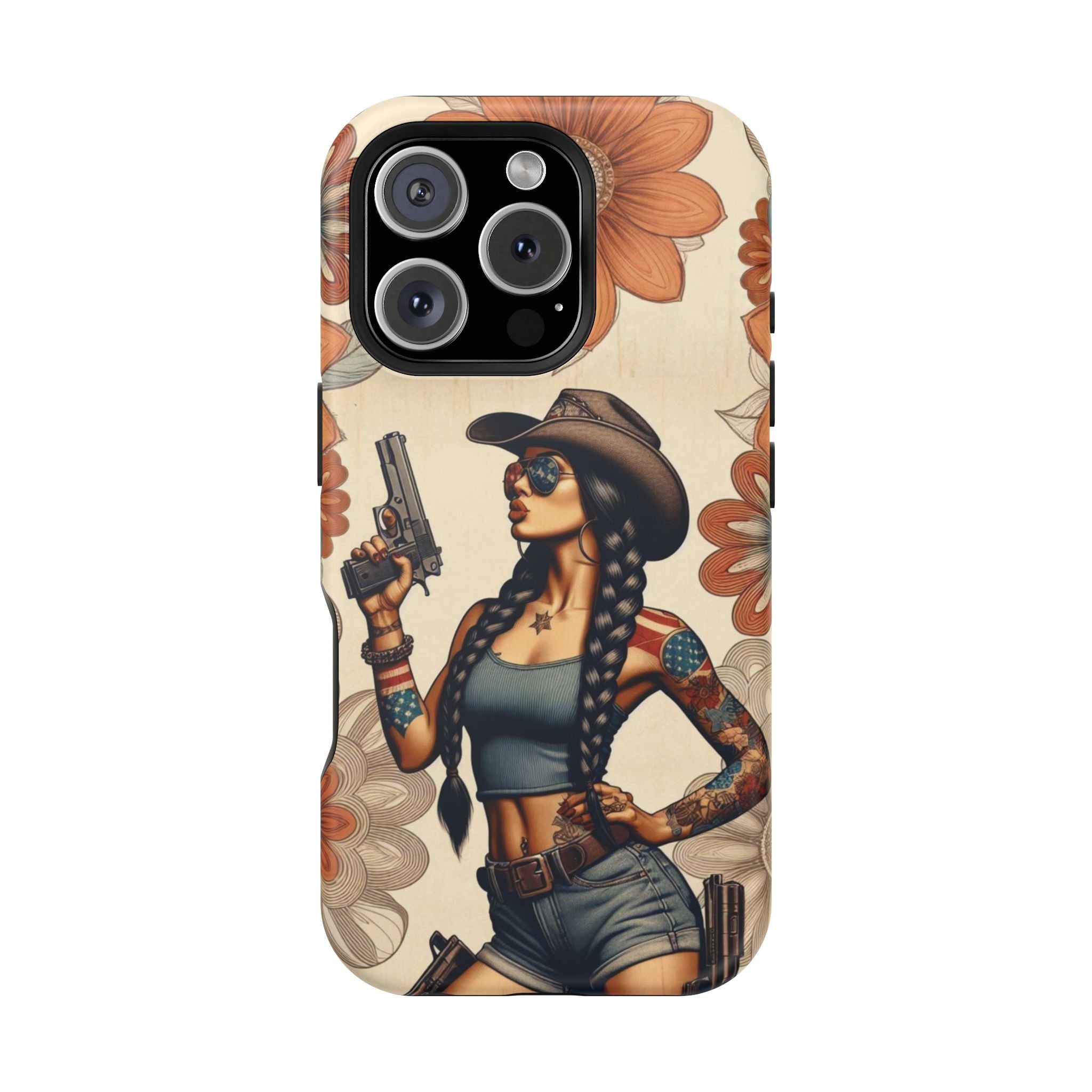 Americana 9mm Pinup Girl - Magnetic Impact‑Resistant Phone Case  iPhone 13-17 / Samsung S26  MagSafe Compatible