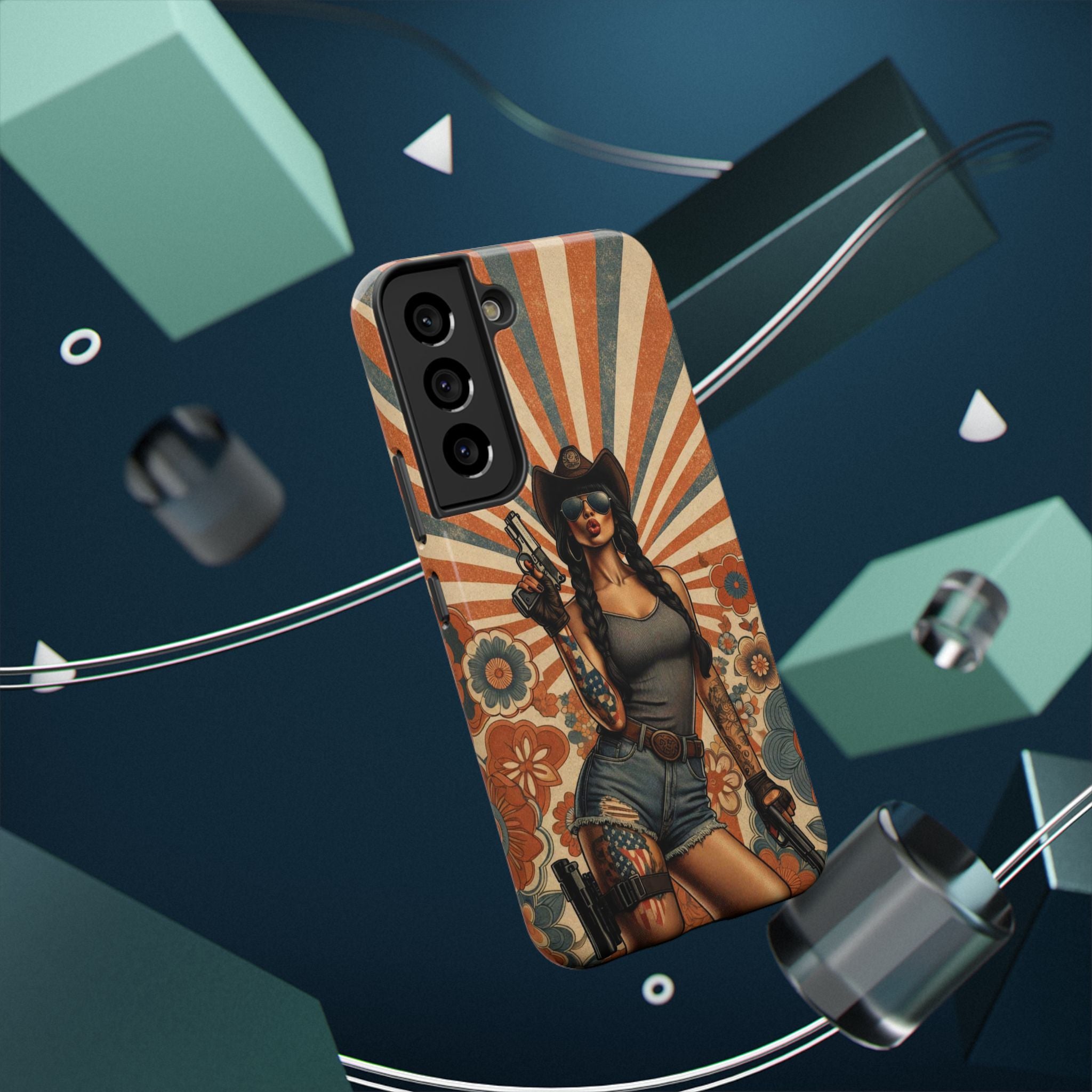Americana 9mm Pinup Girl - Impact‑Resistant Phone Case   Samsung Galaxy Series S22 / S22+ / S22 Ultra - S25 / S25+ / S25 Ultra