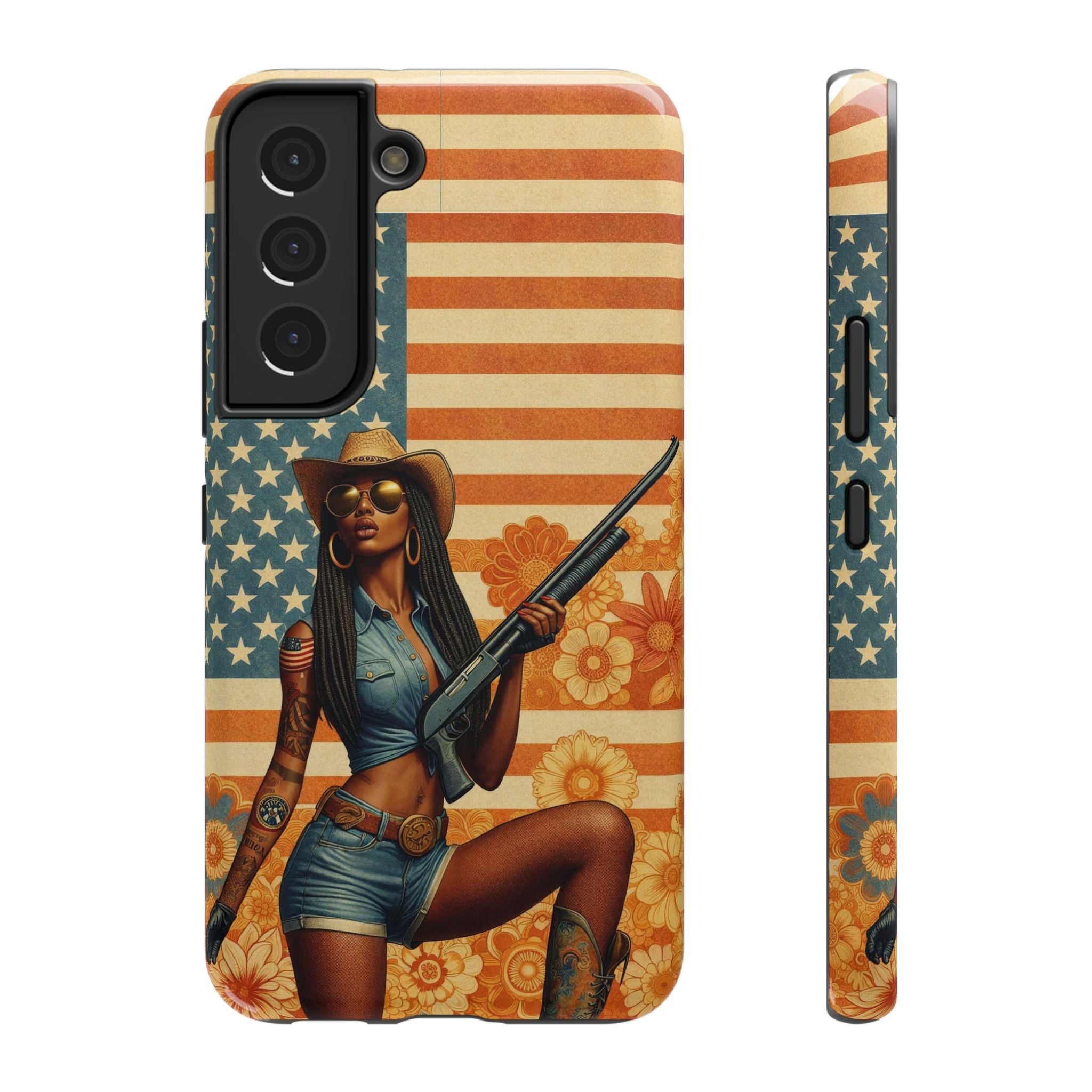 Americana 12 Gauge Pinup Girl - Impact‑Resistant Phone Case   Samsung Galaxy Series S22 / S22+ / S22 Ultra - S25 / S25+ / S25 Ultra