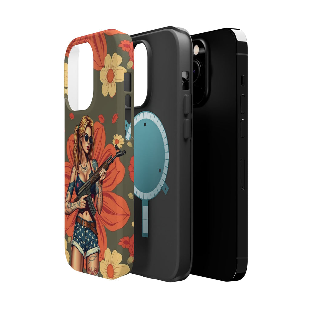 Americana AK-47 Pinup Girl - Magnetic Impact‑Resistant Phone Case  iPhone 13-17 / Samsung S26  MagSafe Compatible