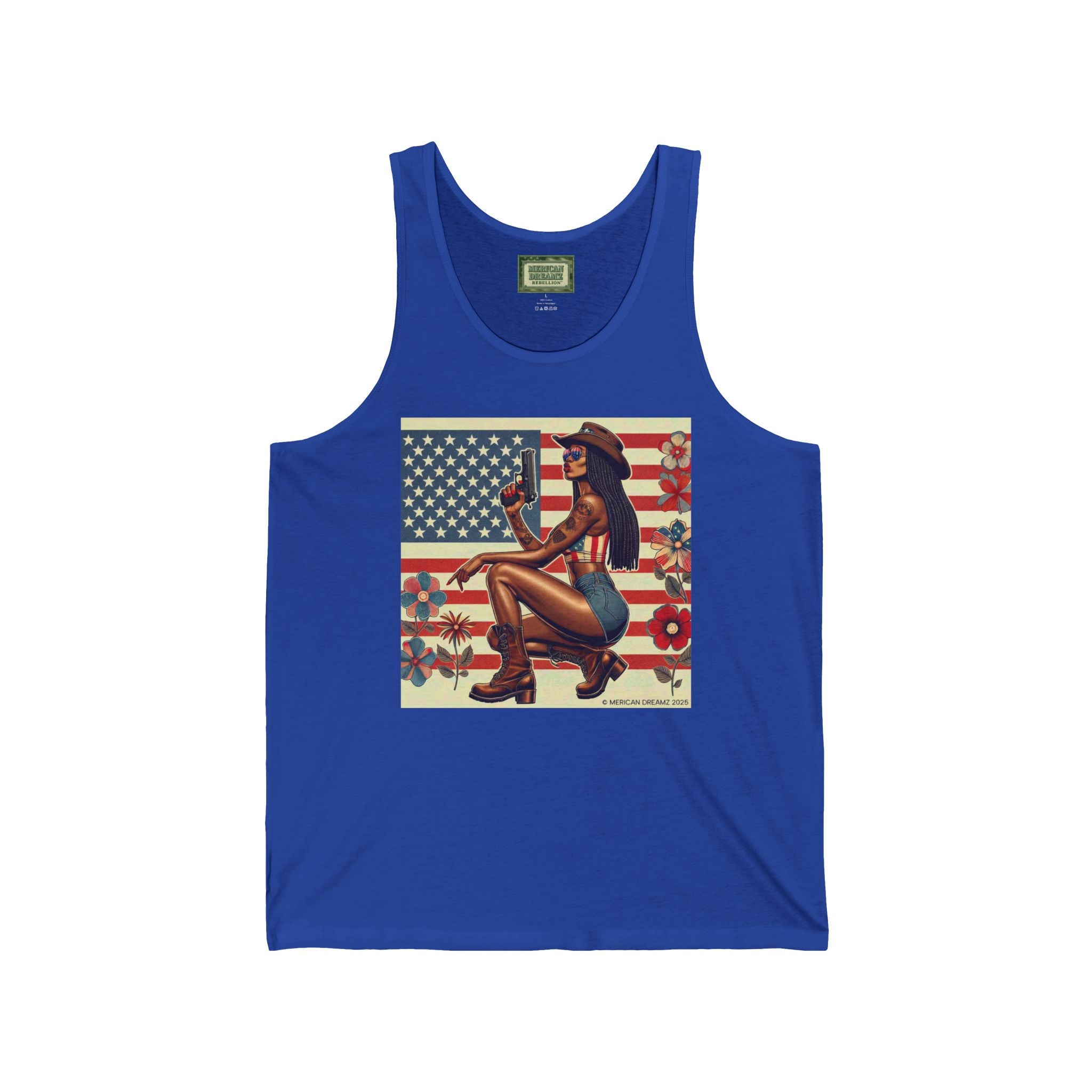Patriotic Pin-Up Tank Top — Vintage American Flag Girl Graphic