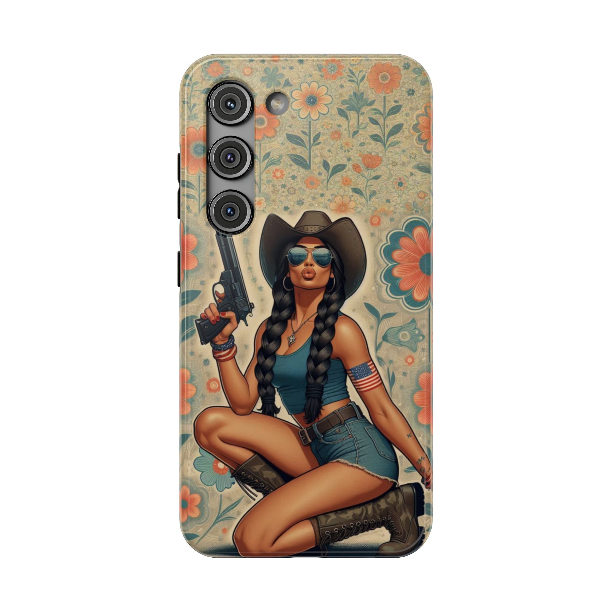 Americana 9mm Pinup Girl - Impact‑Resistant Phone Case   Samsung Galaxy Series S22 / S22+ / S22 Ultra - S25 / S25+ / S25 Ultra