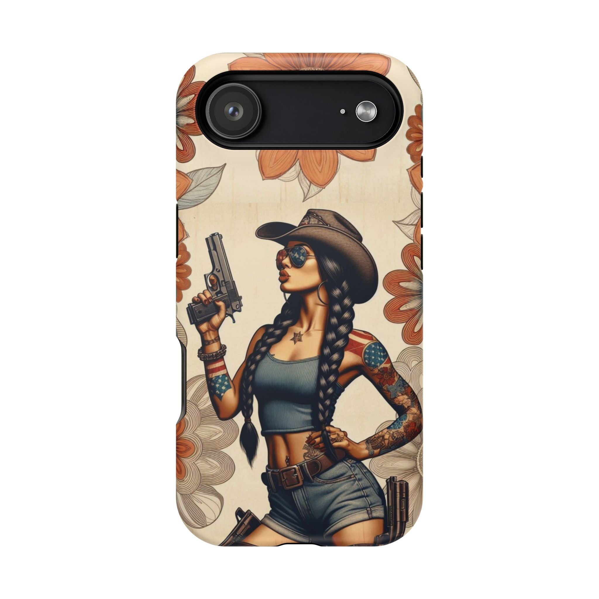 Americana 9mm Pinup Girl - Magnetic Impact‑Resistant Phone Case  iPhone 13-17 / Samsung S26  MagSafe Compatible