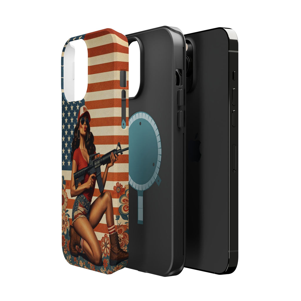 Americana AR-15 Pinup Girl - Magnetic Impact‑Resistant Phone Case  iPhone 13-17 / Samsung S26  MagSafe Compatible