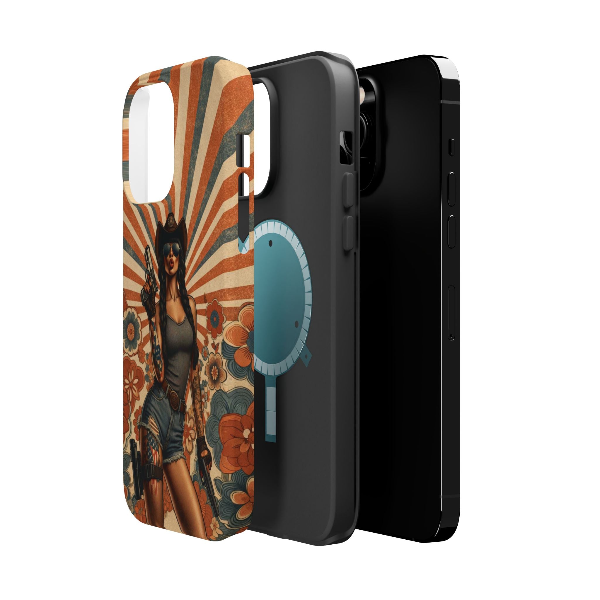 Americana 9mm Pinup Girl - Magnetic Impact‑Resistant Phone Case  iPhone 13-17 / Samsung S26  MagSafe Compatible
