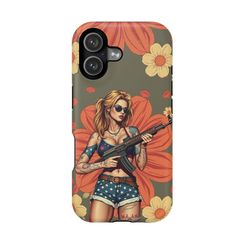 Americana AK-47 Pinup Girl - Magnetic Impact‑Resistant Phone Case  iPhone 13-17 / Samsung S26  MagSafe Compatible